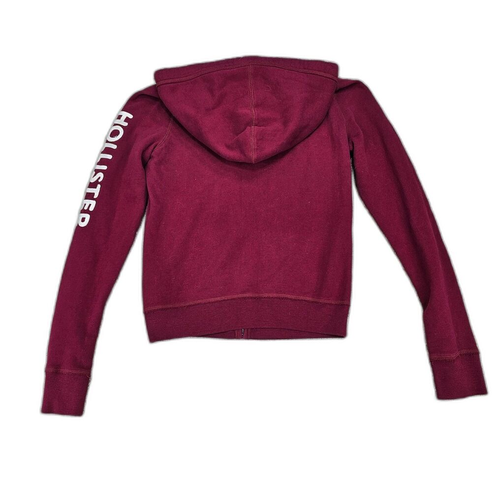 Hollister HCO Pacific Merchants Hoodie Women M Burgundy Y2K Full Zip Logo - Picture 3 of 14